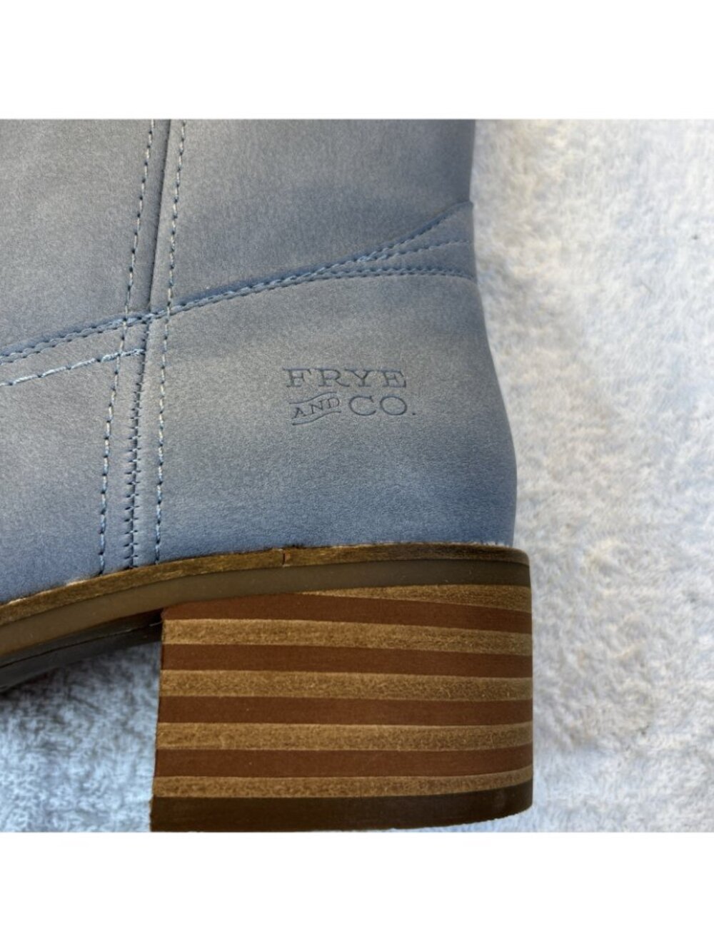 Frye Miranda 14 Riding Boots Knee High Western Dusty Blue Vegan Women Sz 9.5 NEW - Picture 6 of 13